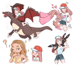 doodles of my usum adventures feat. my new shiny charizard son