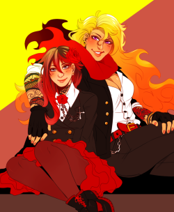 xuunies:  chained rose au ruby and yang for xekstrin ;^)
