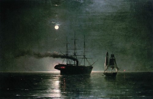 artist-aivazovski:  Ships in the stillness of the night, 1888,