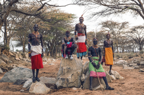 Samburu Warriors by  Dirk Rees.The Samburu people are a semi-nomadic tribe whose livelihood is dependent on the cattle, sheep and goat they raise. There is estimated to be 150,000 Samburu people living in the central Rift Valley of Kenya.Distinct social