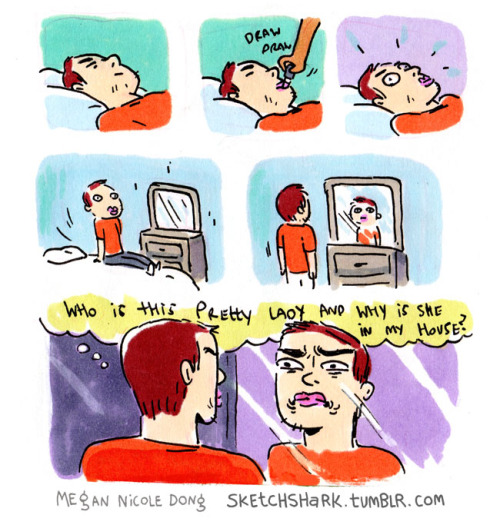 thebrightlightsofamerica: sketchshark:  Iâ€™ve been doing a series of comics about men being deceived by makeup.Â   This is the best comic series Iâ€™ve ever seen 