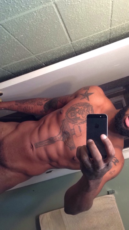 cosmicblackdick:  Boy got dick, body and ass though  Please follow!: http://nudeselfshots-blackmen.tumblr.com