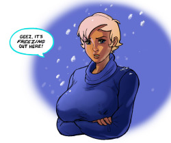 onyxhorn-aries:  Just a quick sketch of Powergirl wearing a sweater.