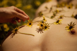 nakedwithflowers:  Tamsin being decorated with flowers. On a