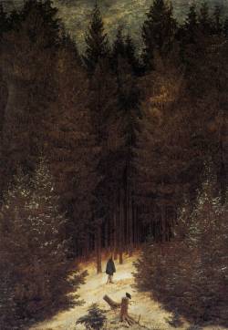 allegoryofart:  The Chasseur in the Forest, Caspar David Friedrich,