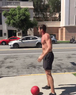 mynewplaidpants: For more shirtless Armie Hammer playing with