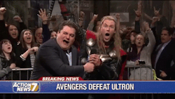 nbcsnl:Thor’s pretty jacked up for karaoke at the victory party.