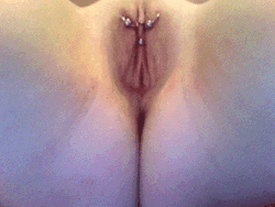 pussymodsgaloreShe has two outer labia piercings with rings,