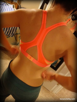 bootyfullwifey:  Love racer back bras!Her getting ready for a