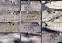 Salem witch tombstones - people who were put to death for religion-based