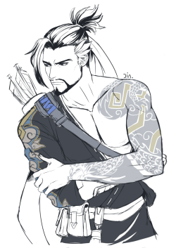 jin-nyeh:  photo reference drawing practice with Hanzo Shimada