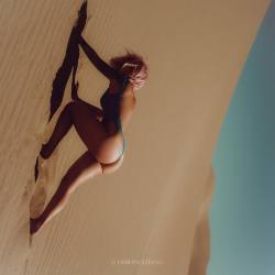 mikeohrangutang:  All the way to the top ;), this primate’s wife @cristinapilo by her @ohrangutang  (at Dumont Dunes)