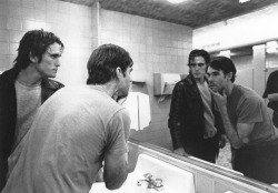 cinematapestry:  Matt Dillon & Gus Van Sant on the set of Drugstore