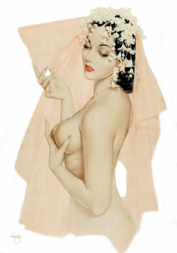 lovethepinups:  Alberto Vargas - “Vargas Bride in Wedding Veil”