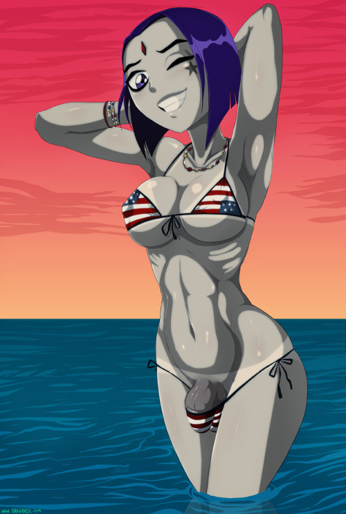 shadbase:  “Happy-4th-of-July Raven"  or "Independence-Day Raven” This is a bonus pinup from the Shadbase Teen Titans comic.  