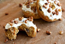 bakeddd:  carrot cake donuts with brandy candied walnutsclick