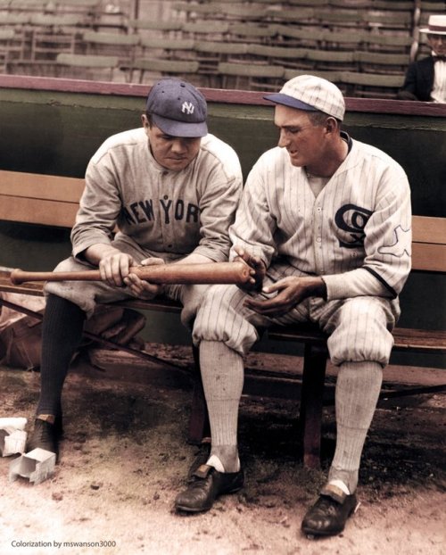 Babe Ruth & ‘Shoeless’ Joe Jackson, 1920.