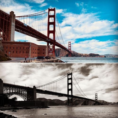 Two views, one bridge #BlackAndWhitePhotography #GoldenGateBridge
