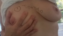 lovetipotinto:  My profile name on my breast for those who thought