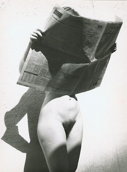 schoolofdesire:  Marcel Marien - Untitled (Nude Reading Financial