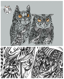 annaroslyakova:  My owls. Pen and photoshop. 