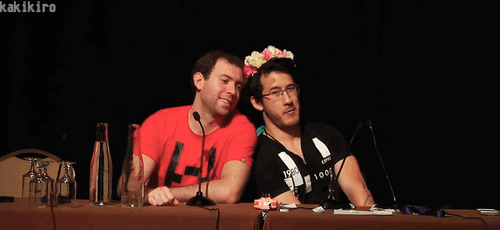 kakikiro:   Random favorite Markiplier moments of 2014 ft. Wade →  Flower crown ring toss?? during Mark’s first panel! I probably could’ve watched them do this for 10 minutes and not be bored, to be quite honest…