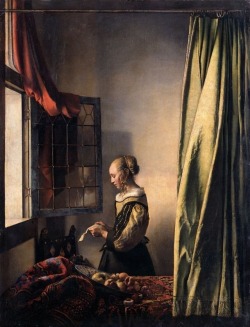 art-is-art-is-art:Girl Reading a Letter at an Open Window, Johannes