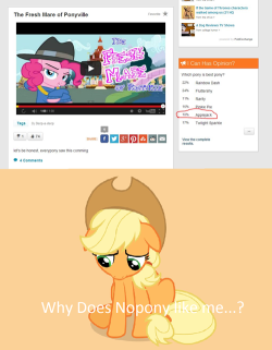 appelknekten:  mylittlepony4u:  No Love for Honestyhttp://mylittlepony4u.tumblr.com/