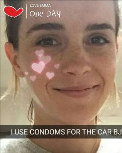 EMMA USES CONDOMS FOR THE CAR BJ’S.