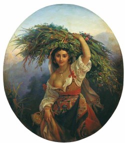 artbeautypaintings:  Italian girl with flowers - Orlov Pimen