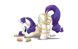 Rarity Tied by mysticalpha She’s in a bit of a bind it seems…!