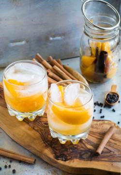 cocktailspassion:  PEACH SPICED WHISKEYIngredients:1 tin sliced