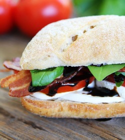 nom-food:  Bacon caprese sandwich