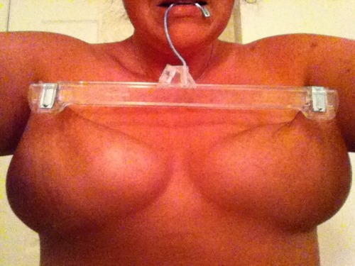 letmepleaseyoudaddy:  tit torture feels lovely  A whole set of awesome nipple torture pics. I happen to be fond of this particular subgenre - especially when she hangs up her udders by her teeth…