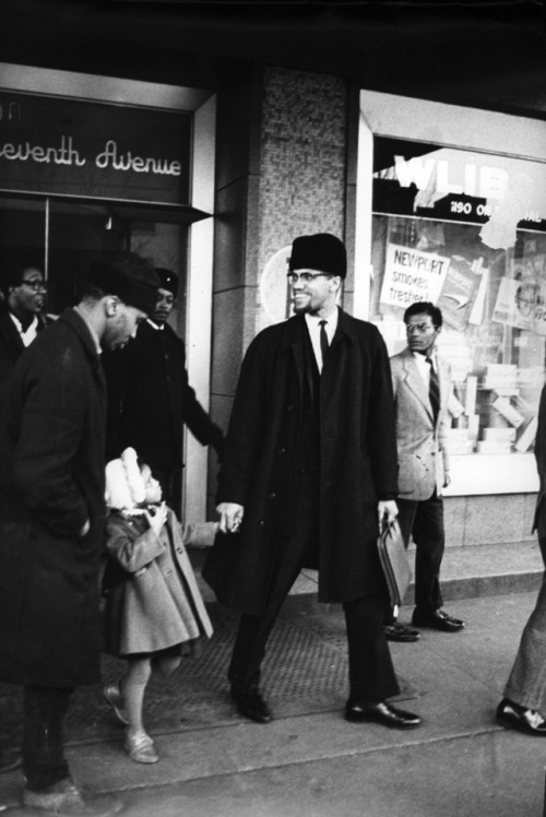 twixnmix:    Malcolm X with his daughter Qubilah Shabazz   in Harlem   on February 20, 1965.  He was assassinated the next day at the Audubon Ballroom in front of his wife and children.(Photos by Duilio Pallottelli)  Brother Malcolm 