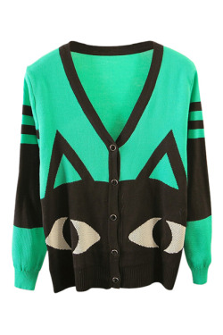 continuants:  pastel-cheap:  Cat Knitted Green Cardigan ฦ.99