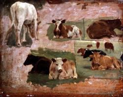 artmastered:  Eugène Boudin, Study of Cows, 19th century 