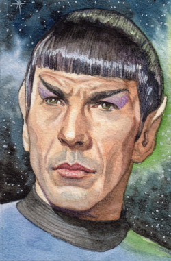 marksatchwill:  Leonard Nimoy as Mr. Spock, watercolor and pencil,
