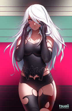 tsuaii:  An illustration of A2 from the game NieR: Automata!