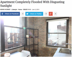 theonion:  Apartment Completely Flooded With Disgusting Sunlight 