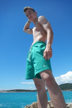 sexy-lads:  Skinny Czech boy standing on beach 