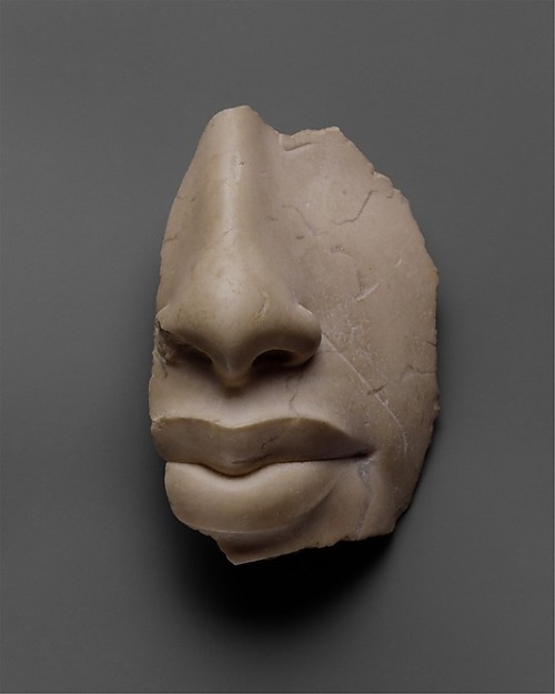 virtual-artifacts:  Nose and lips of Akhenaten - New Kingdom, Amarna Period, Dynasty 18, ca. 1353–1336 B.C. Indurated limestone   From nagas to niggas.. #blackgods