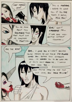 Kate Five vs Symbiote comic Page 127  Kate and Taki have an awkward