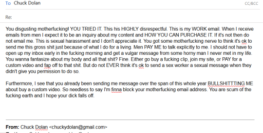 Attention All Camgirls If you get an email from ChuckyDolan@gmail.com please do not respond