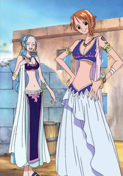 onepieceultimate: Nami and Vivi in their their Alabasta dancer