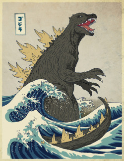 spyrale:    The Great Godzilla off Kanagawa by  DinoMike - Buy