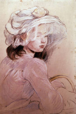 female-arthistory:  Girl in Hat, Berthe Morisot, c. 1891, pastel