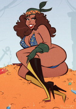 Franchesca - Whole Lotta Gold - Cartoon PinUp Sketch CommissionBooty