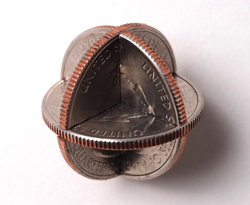 edwardspoonhands:  wonderfulmustacios:  taktophoto:  Interlocked Coins Form Complex Geometric Sculptures  is that even fucking legal  WANT! 