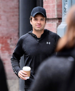 sebastiansource: Sebastian Stan out getting coffee in New York